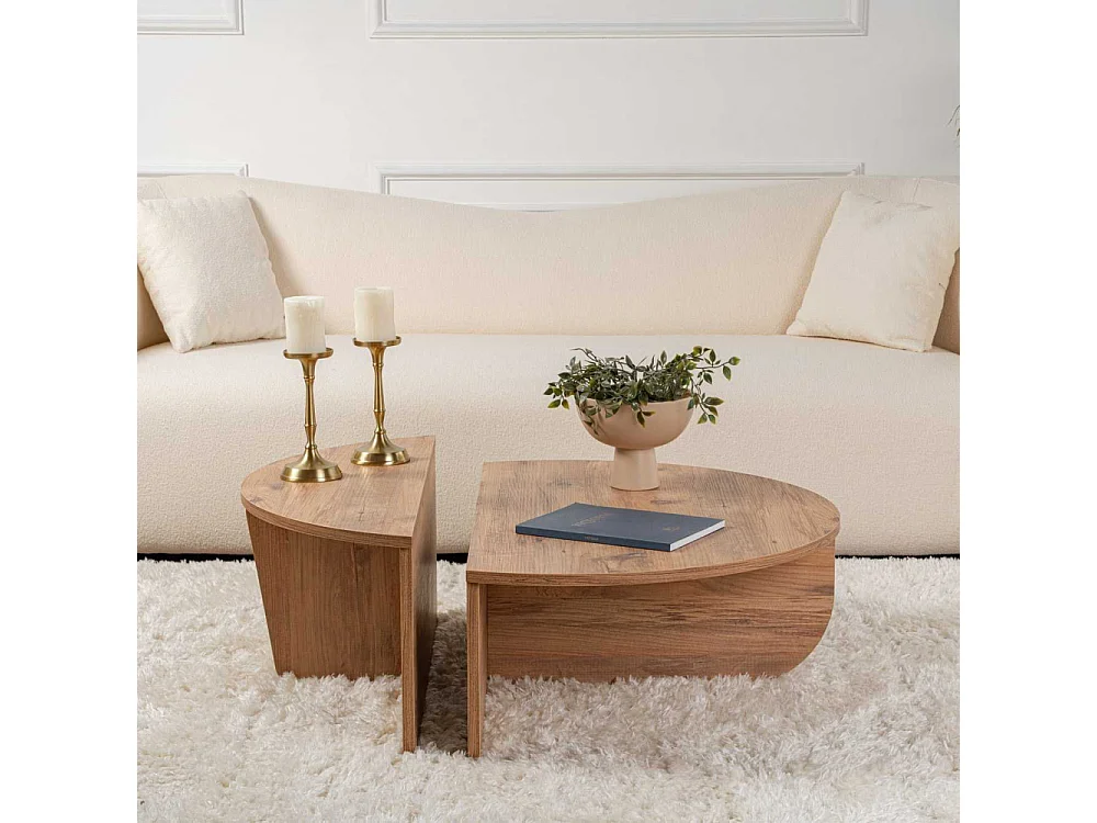 Runder Couchtisch aus Spanplatten Podium, beige oder braun, ohne Aufbewahrung