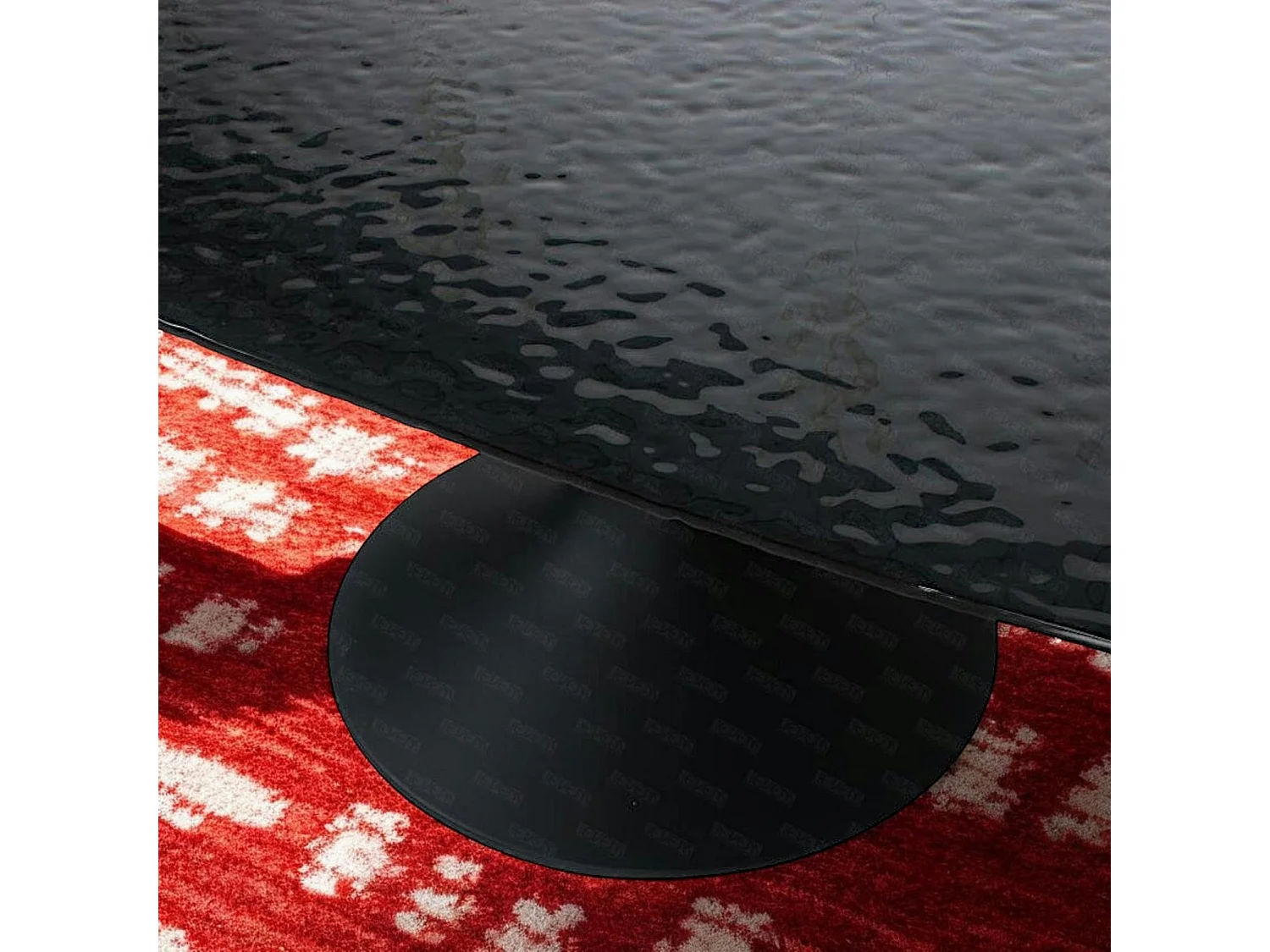 Table à manger noire en verre ondulé forme organique 280 cm LIGURIE