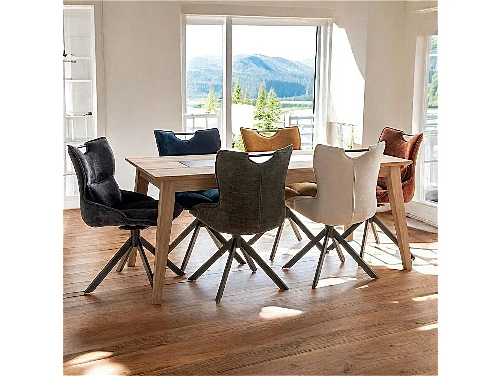 Table de repas extensible chêne blanc décor graphique ESSEN