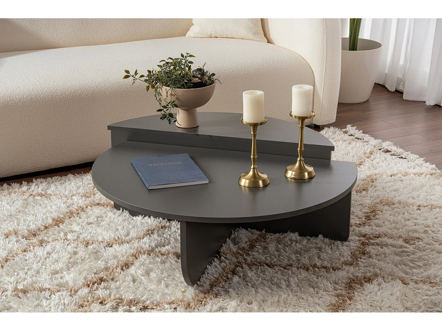 Table basse design Restine L90cm Bois Anthracite