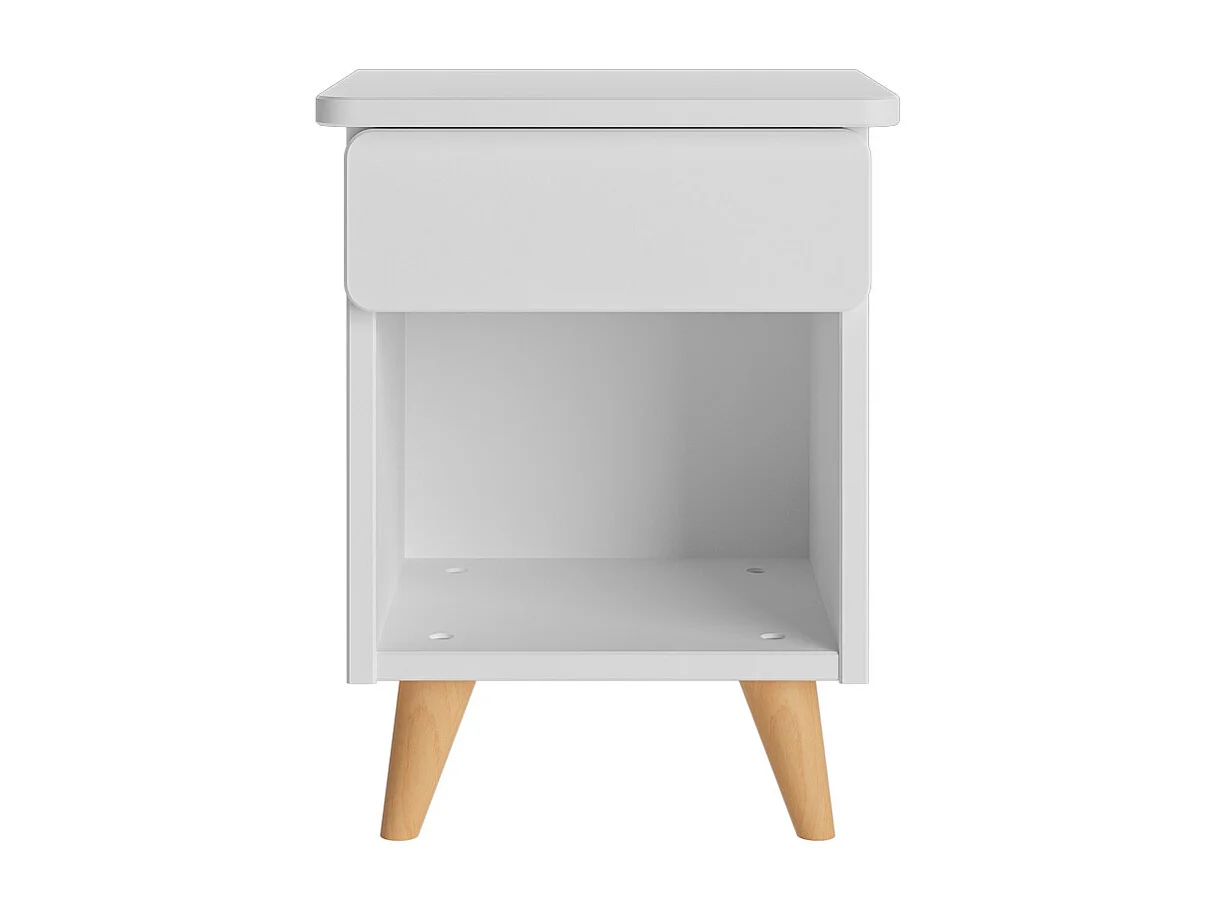 Chevet avec tiroir  bois massif blanc et noisette LILOW