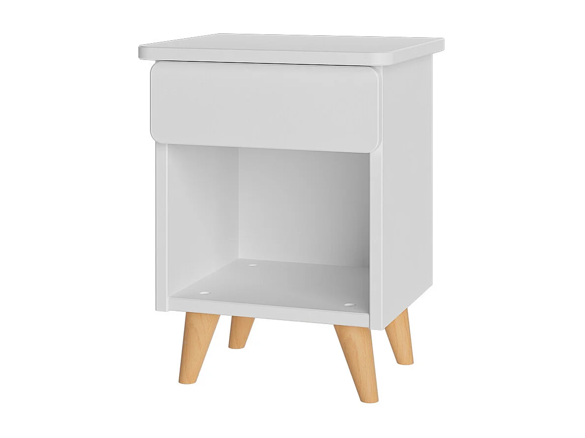 Chevet avec tiroir  bois massif blanc et noisette LILOW
