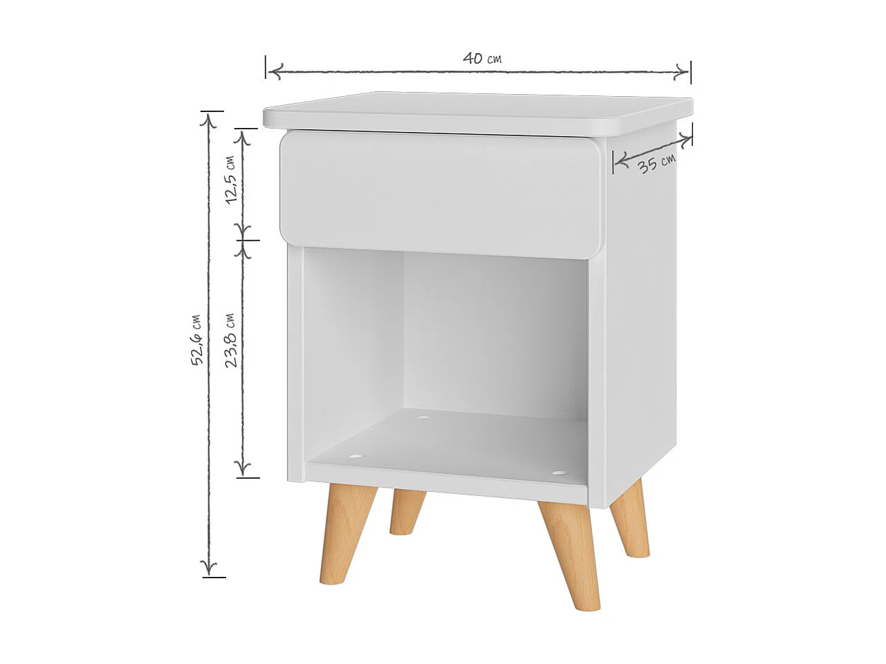 Chevet avec tiroir  bois massif blanc et noisette LILOW