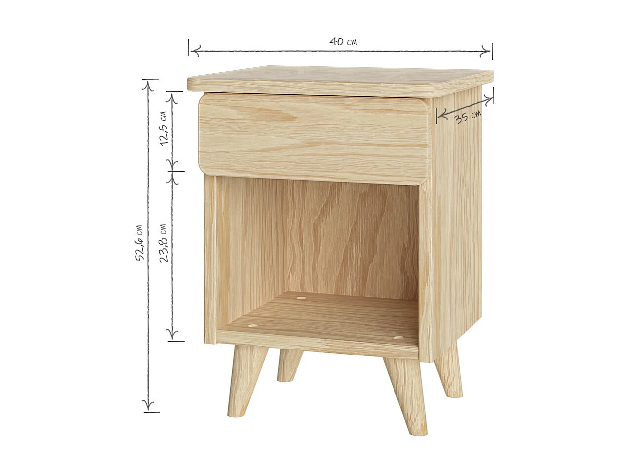 Chevet avec tiroir  bois massif bois naturel LILOW