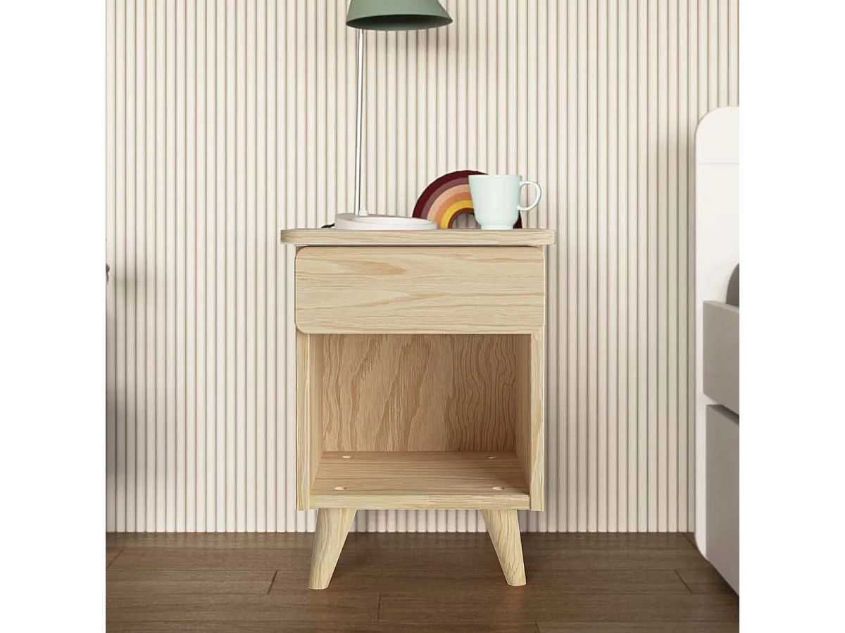 Chevet avec tiroir  bois massif bois naturel LILOW