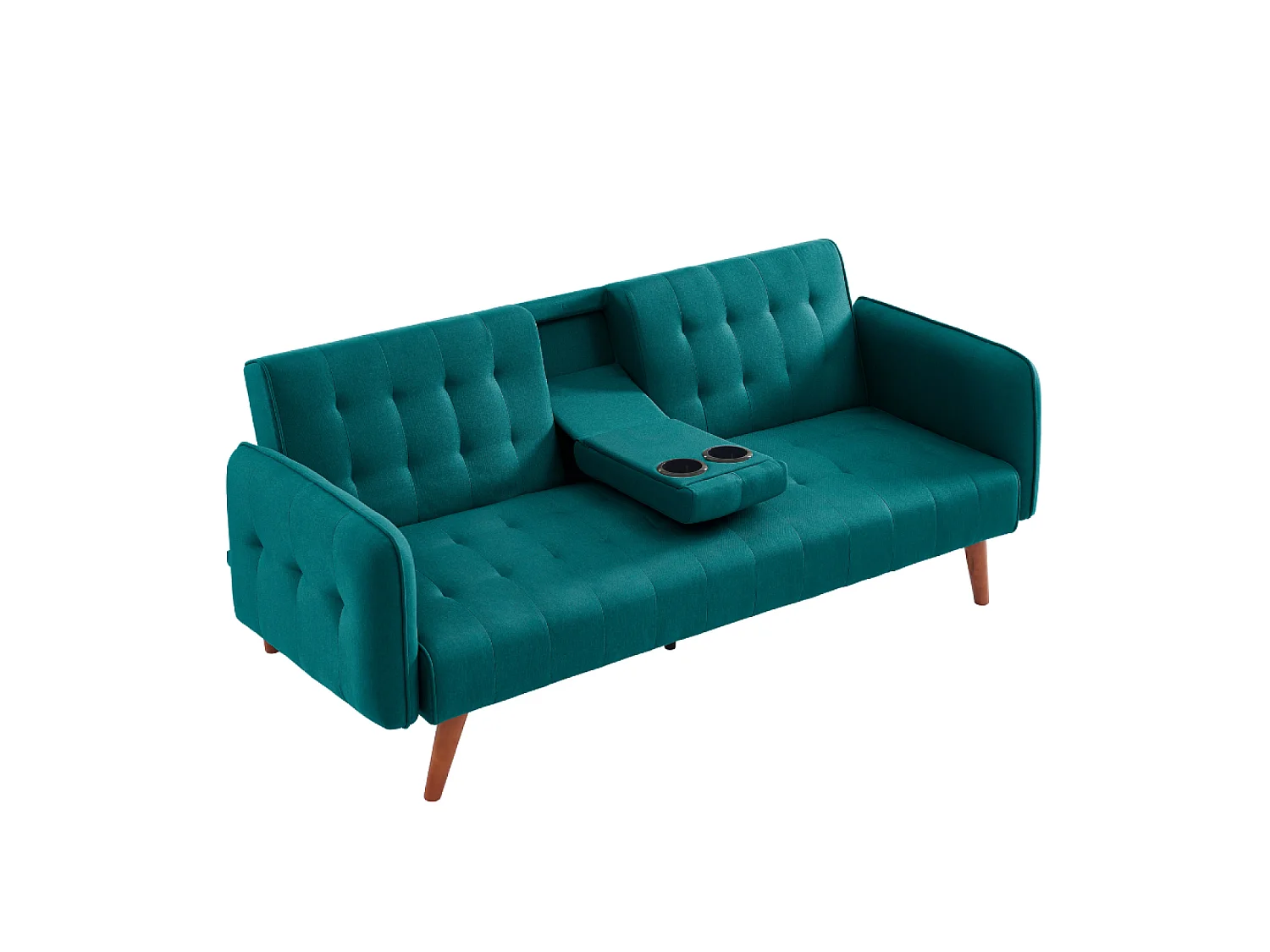 Sofá-cama de 3 lugares conversível verde com mesa central rebatível INVERNESS