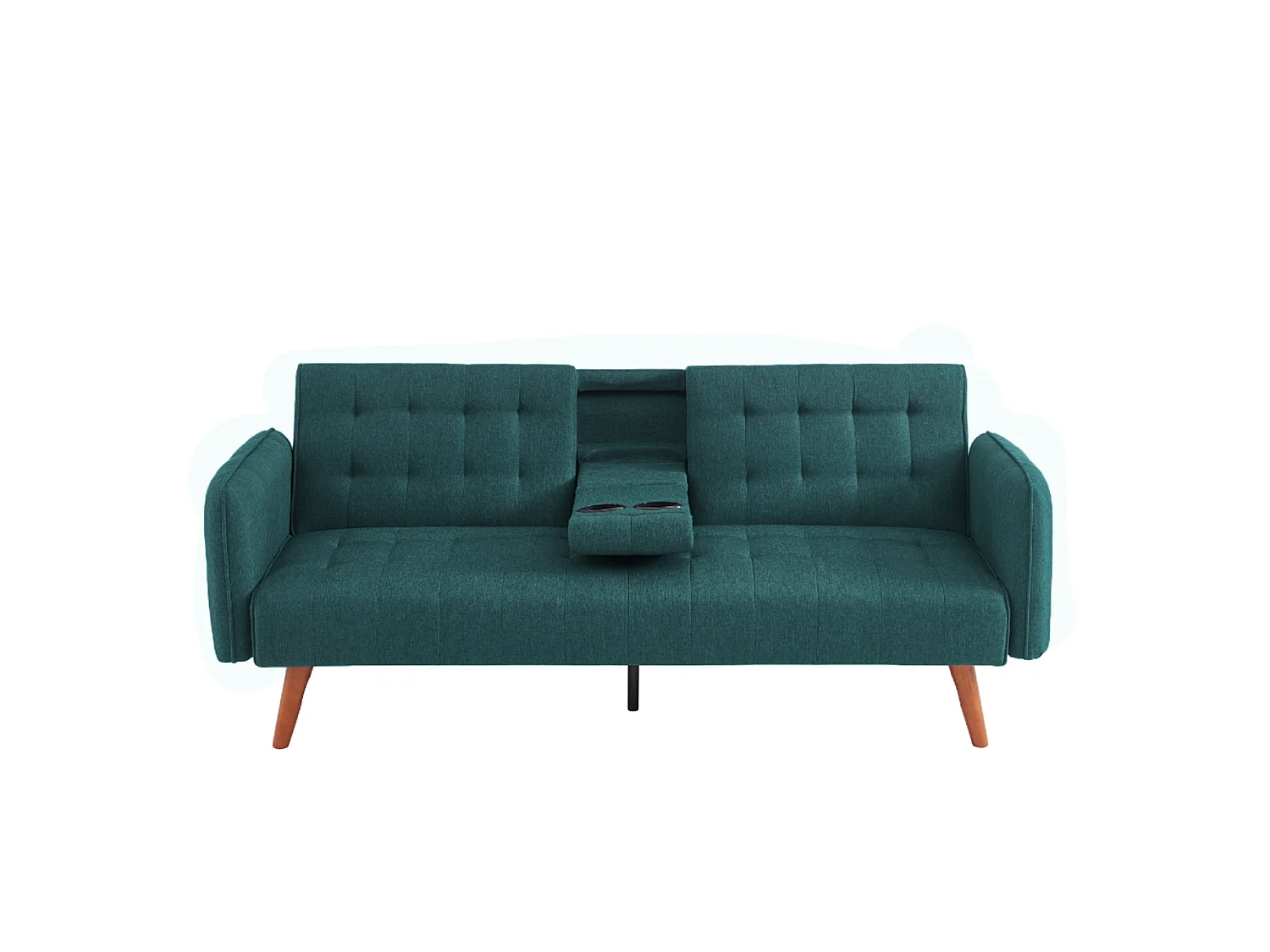 Sofá-cama de 3 lugares conversível verde com mesa central rebatível INVERNESS