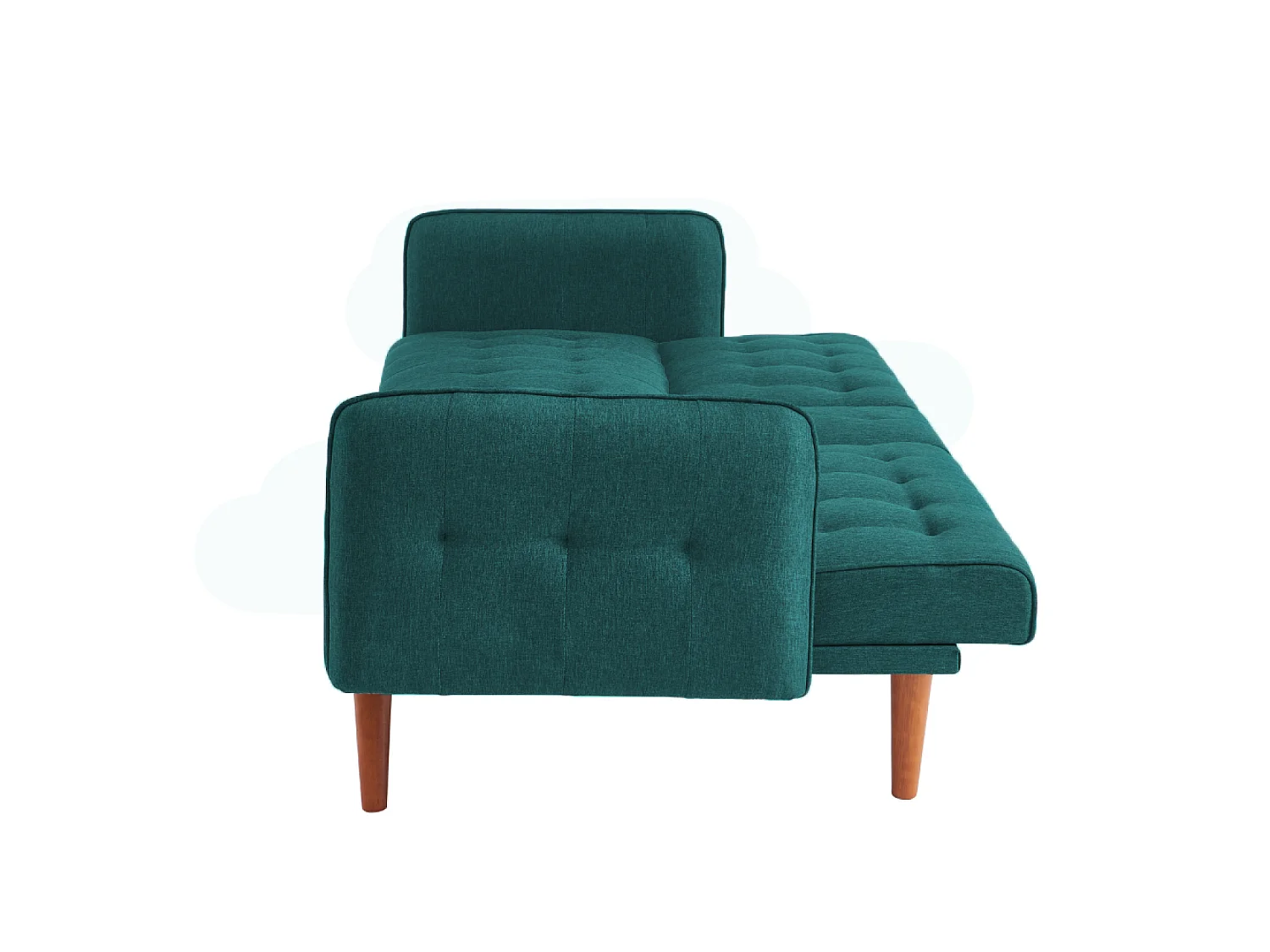 Sofá-cama de 3 lugares conversível verde com mesa central rebatível INVERNESS