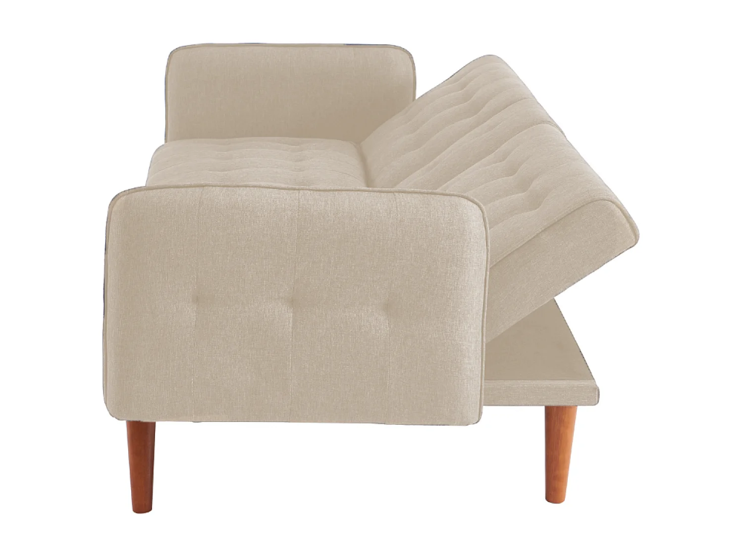 Canapé 3 places convertible avec tablette centrale rabattable beige INVERNESS