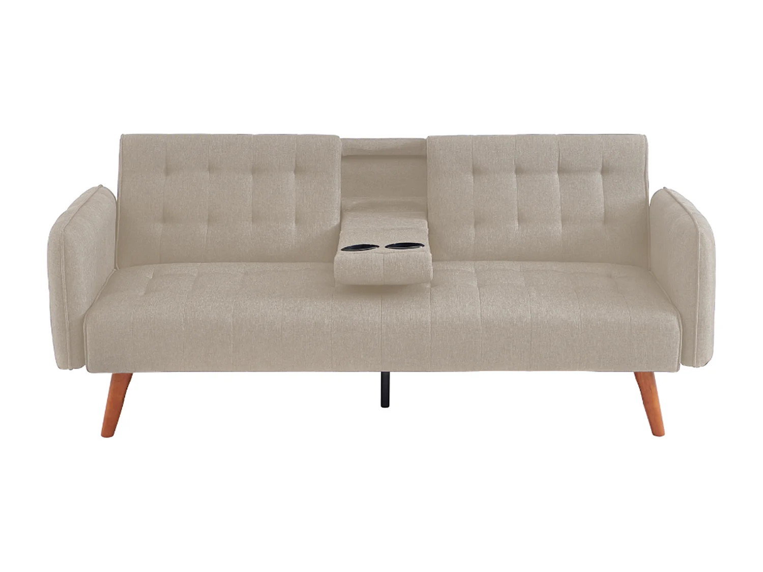 Canapé 3 places convertible avec tablette centrale rabattable beige INVERNESS