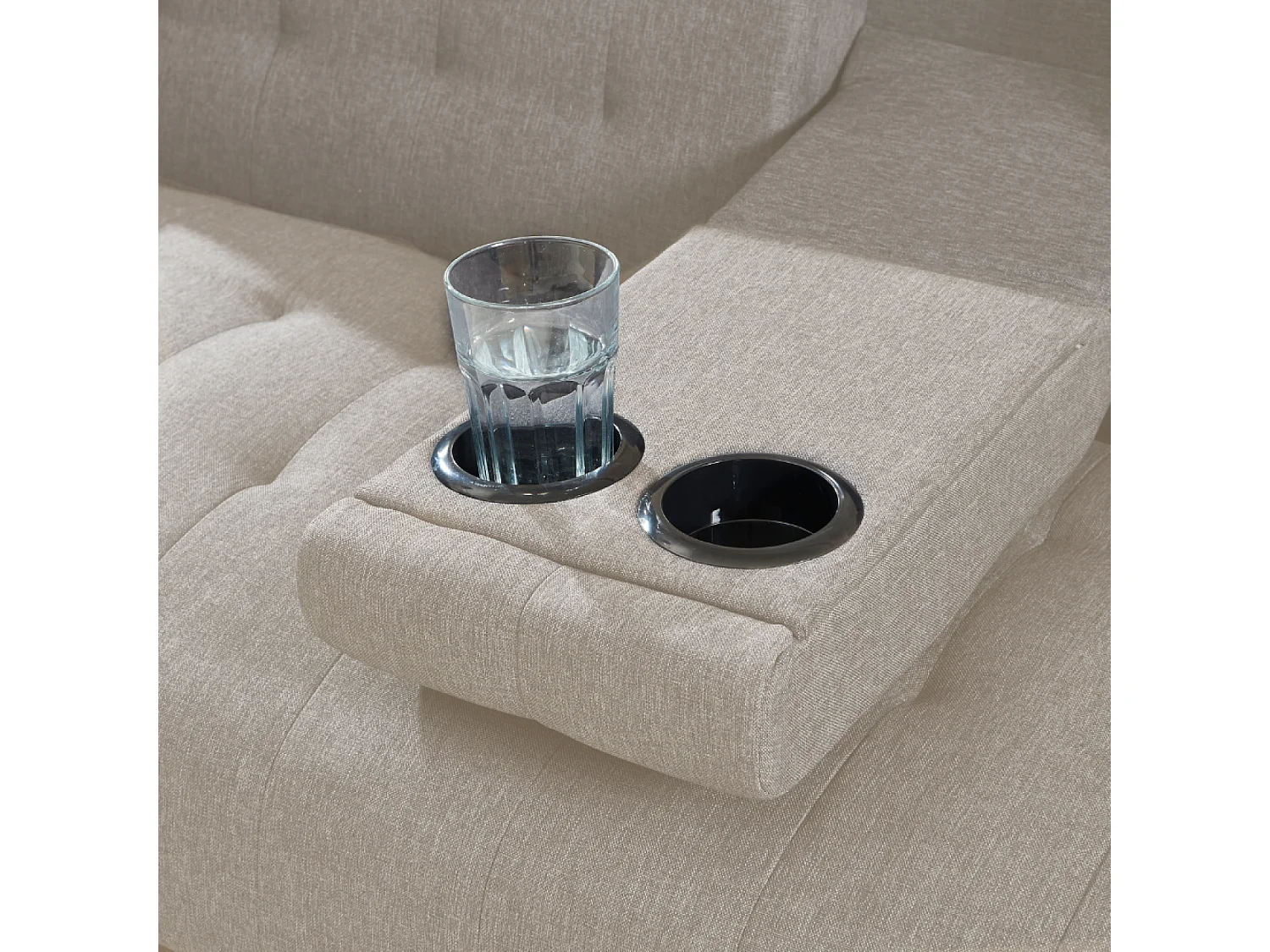 Canapé 3 places convertible avec tablette centrale rabattable beige INVERNESS