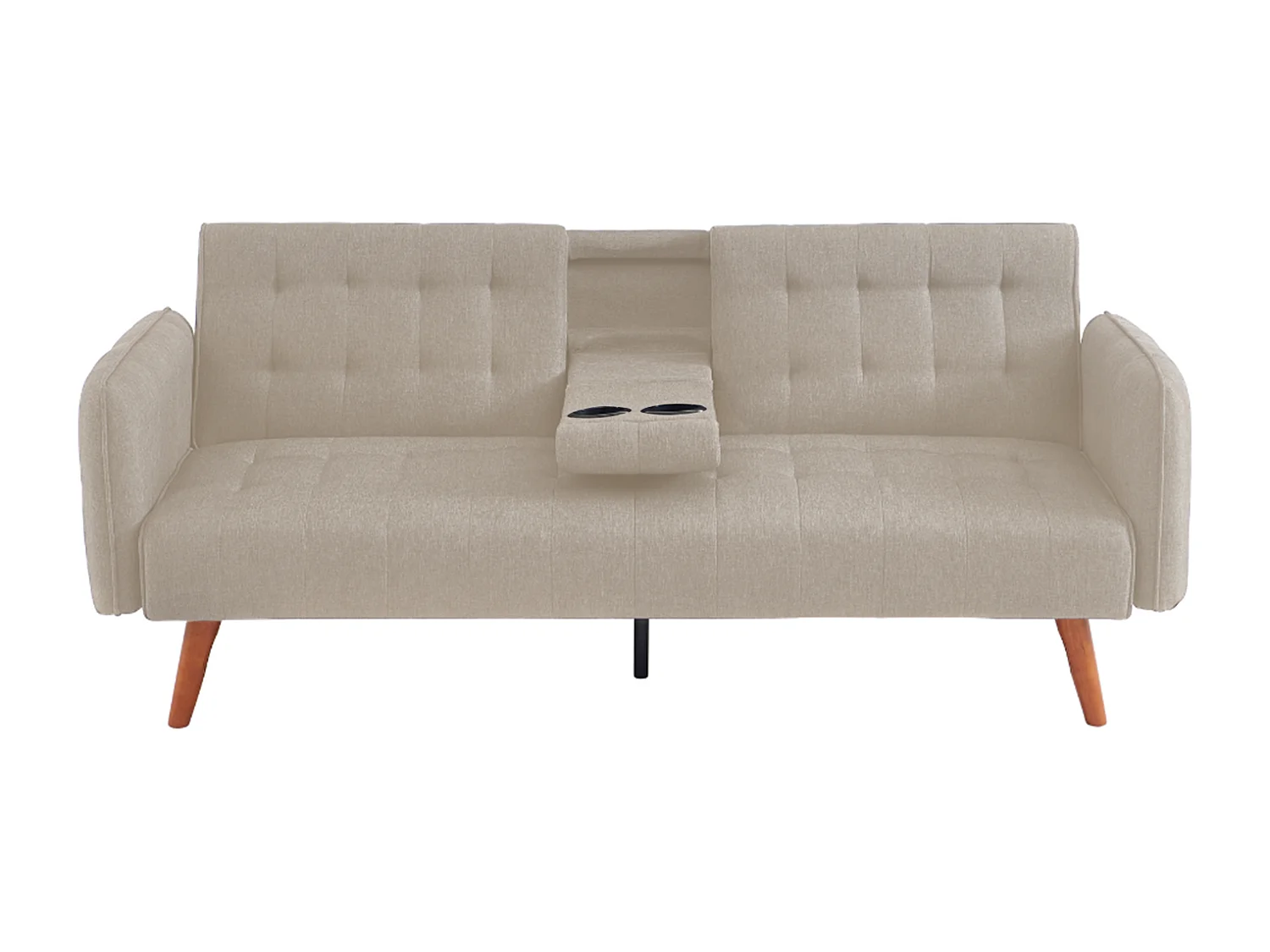 Canapé 3 places convertible avec tablette centrale rabattable beige INVERNESS