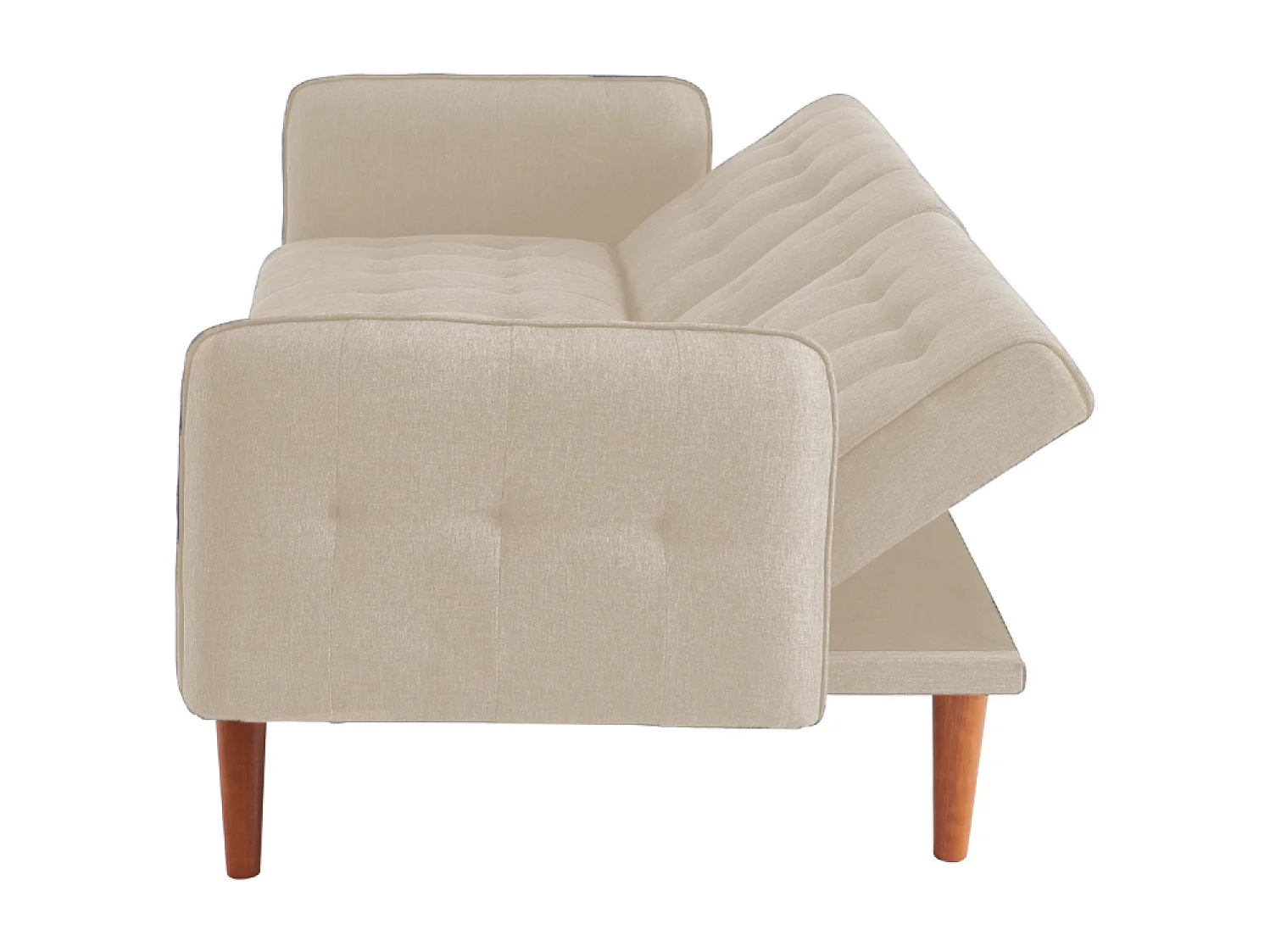 Canapé 3 places convertible avec tablette centrale rabattable beige INVERNESS