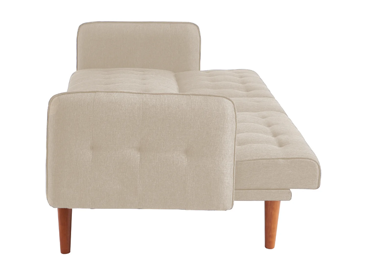 Canapé 3 places convertible avec tablette centrale rabattable beige INVERNESS