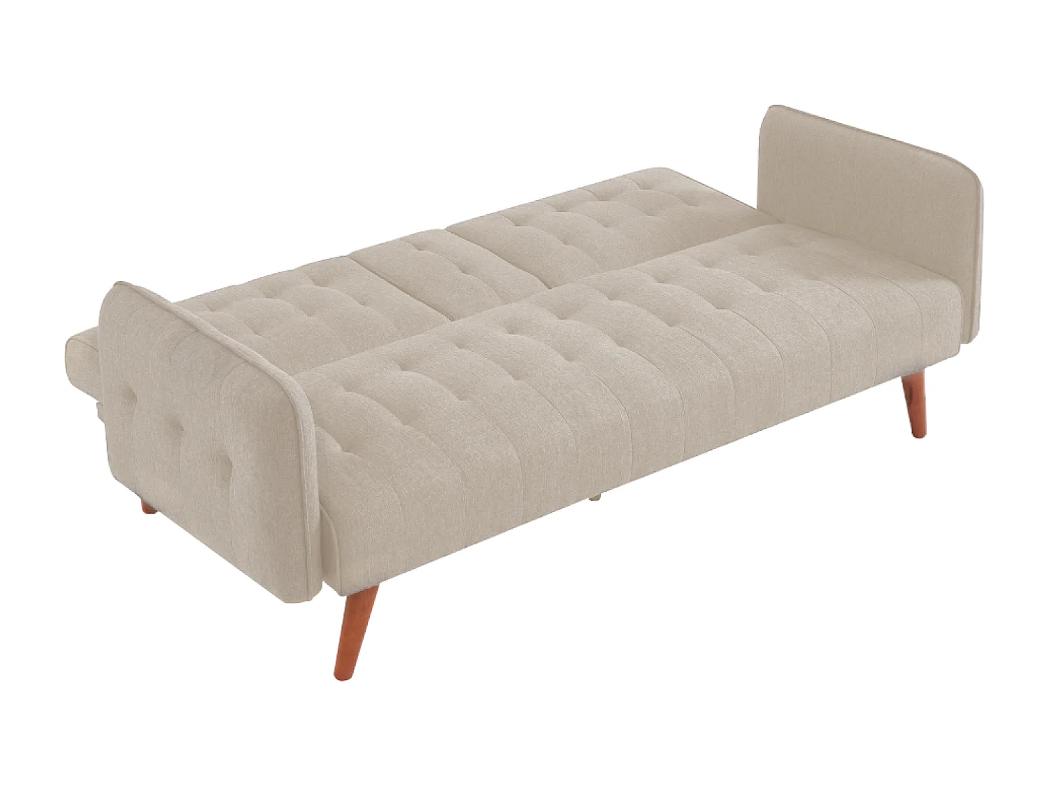 Canapé 3 places convertible avec tablette centrale rabattable beige INVERNESS