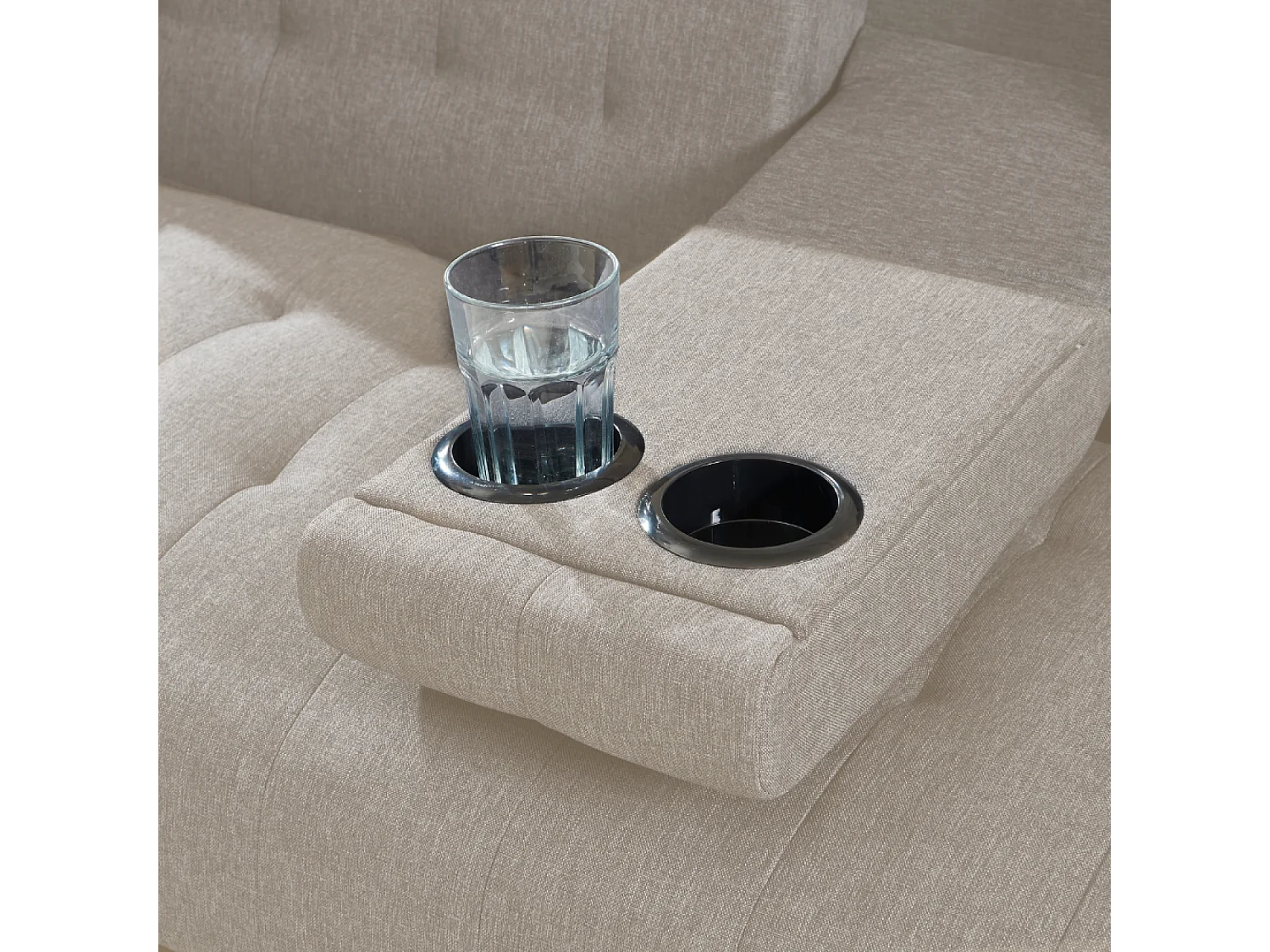 Canapé 3 places convertible avec tablette centrale rabattable beige INVERNESS