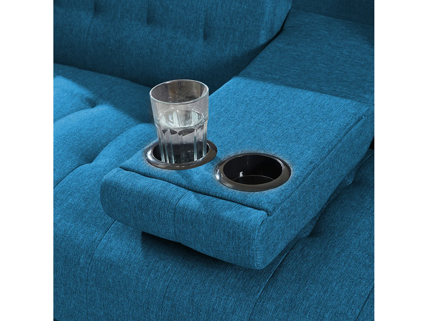 Canapé 3 places convertible avec tablette centrale rabattable turquoise INVERNESS