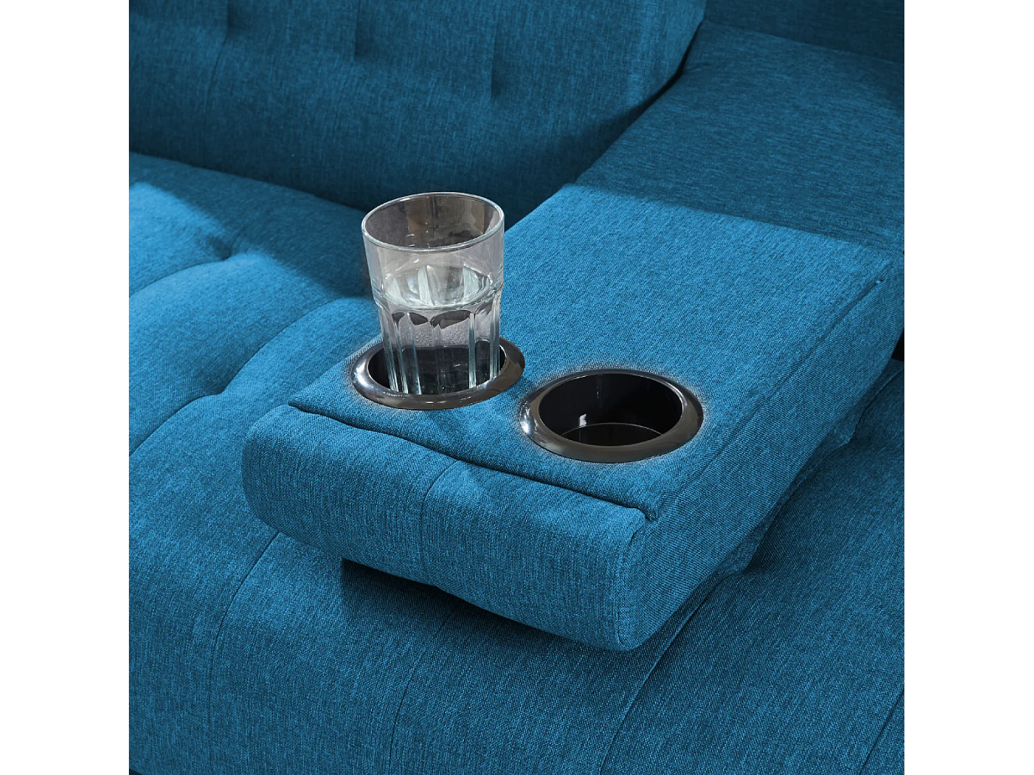 Canapé 3 places convertible avec tablette centrale rabattable turquoise INVERNESS