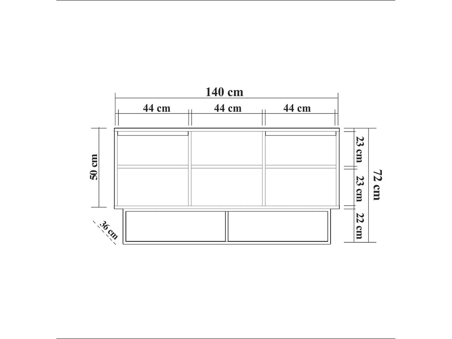 Buffet 2 portes 6 espaces de rangement 140 cm BREZNO