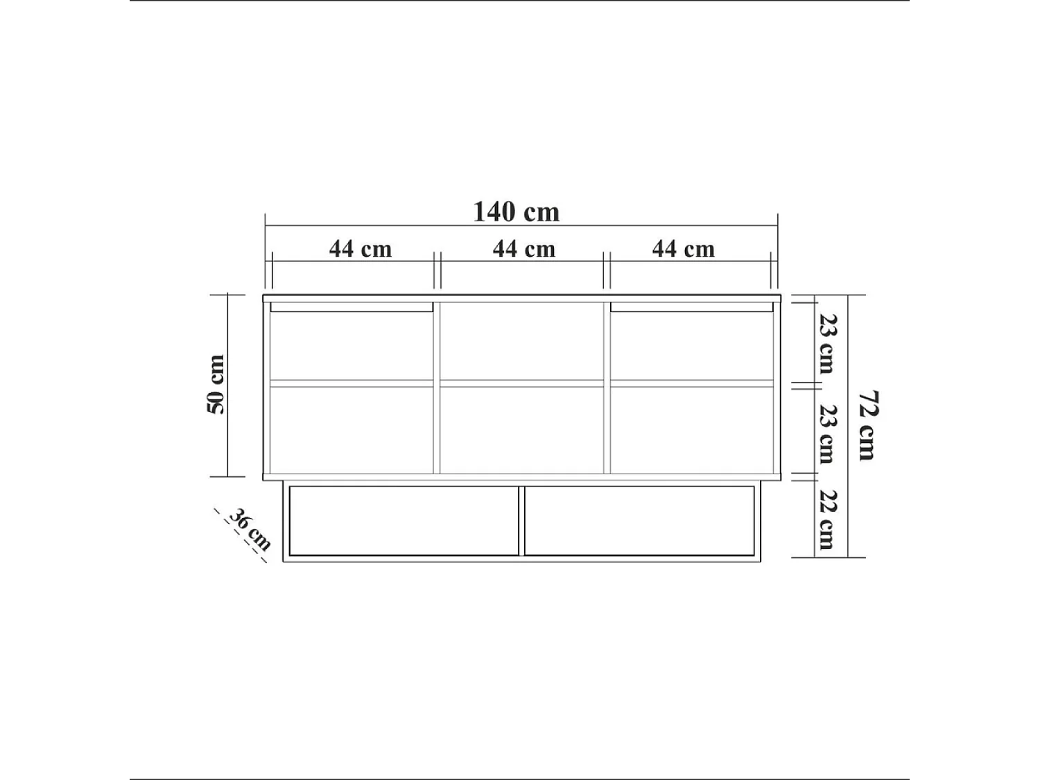 Buffet 2 portes 6 espaces de rangement 140 cm BREZNO