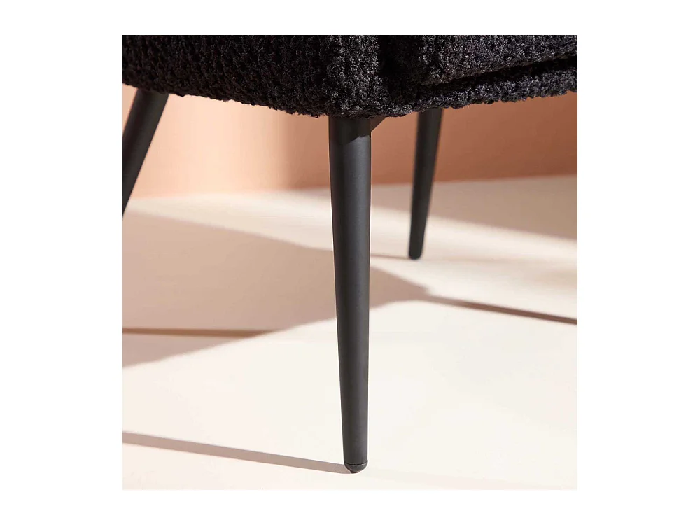 Fauteuil Design Tissu Bouclette "Fluffy" 70cm Noir