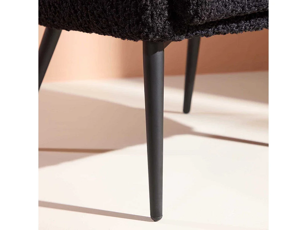 Fauteuil Design Tissu Bouclette "Fluffy" 70cm Noir