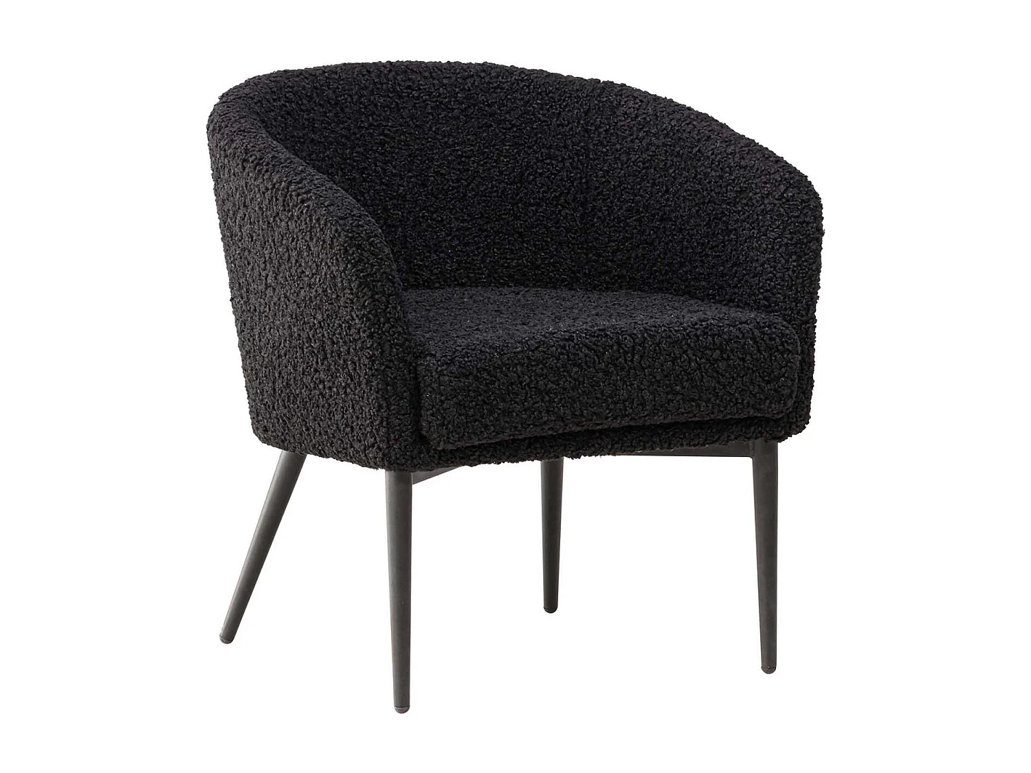 Fauteuil Design Tissu Bouclette "Fluffy" 70cm Noir