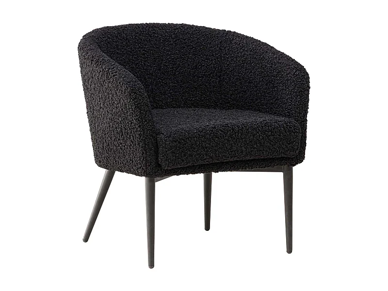 Fauteuil Design Tissu Bouclette "Fluffy" 70cm Noir