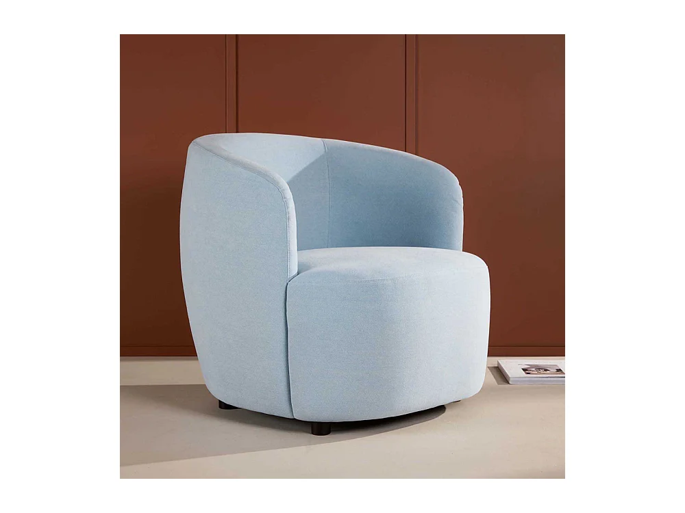 Fauteuil Design Effet Lin "Bobbo" 85cm Bleu Clair
