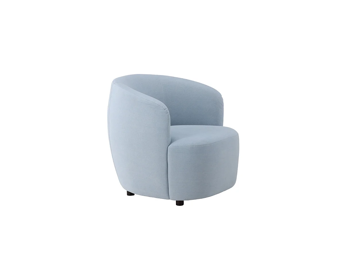 Fauteuil Design Effet Lin "Bobbo" 85cm Bleu Clair