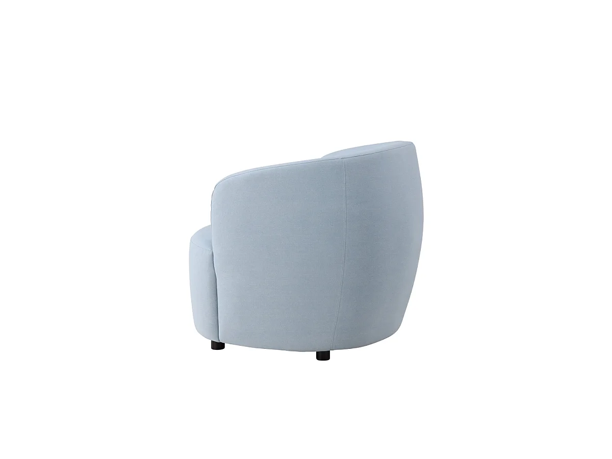 Fauteuil Design Effet Lin "Bobbo" 85cm Bleu Clair
