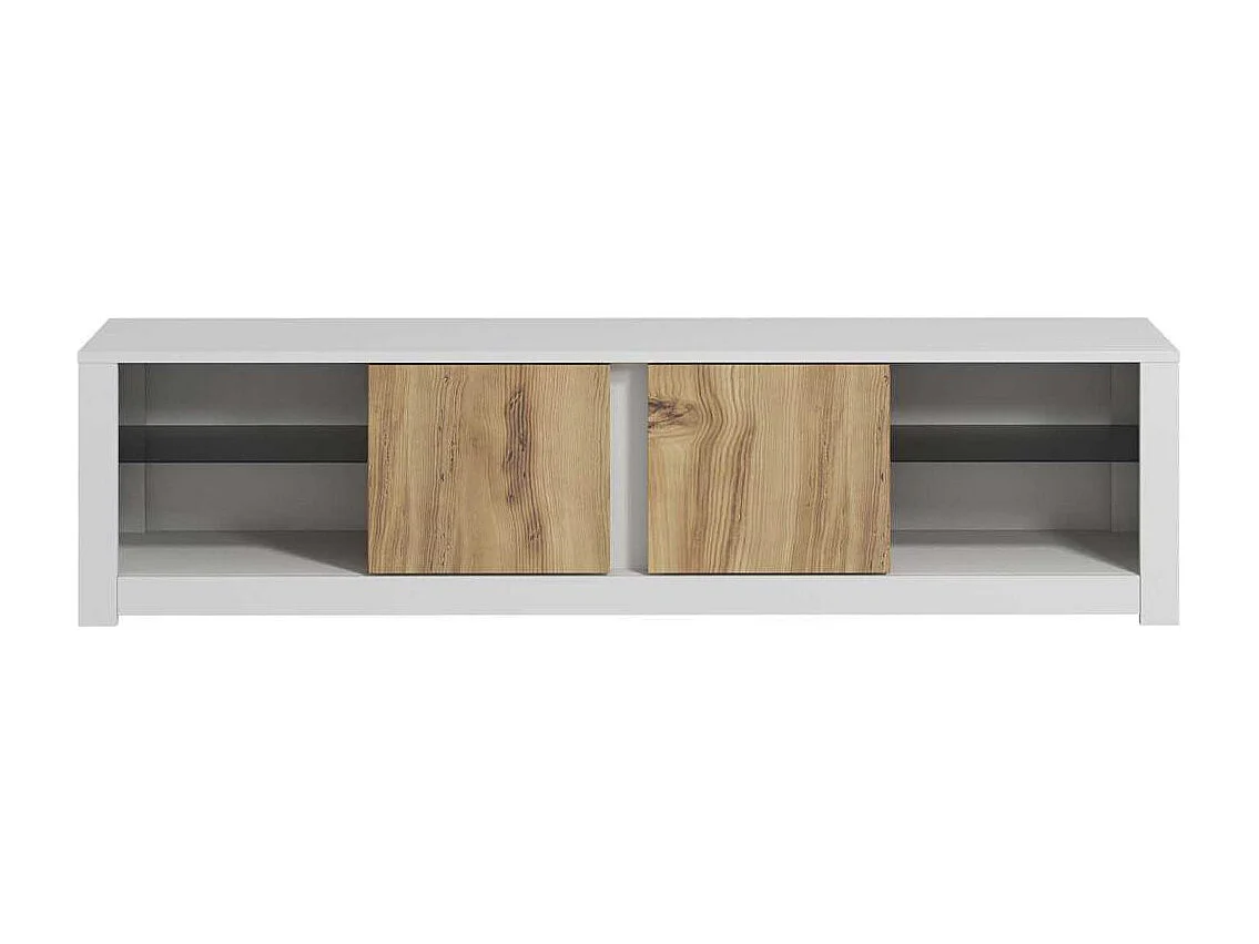 Mueble de TV – 180 cm x 45 cm x 35 cm – Blanco y Roble – Tablero de Partículas
