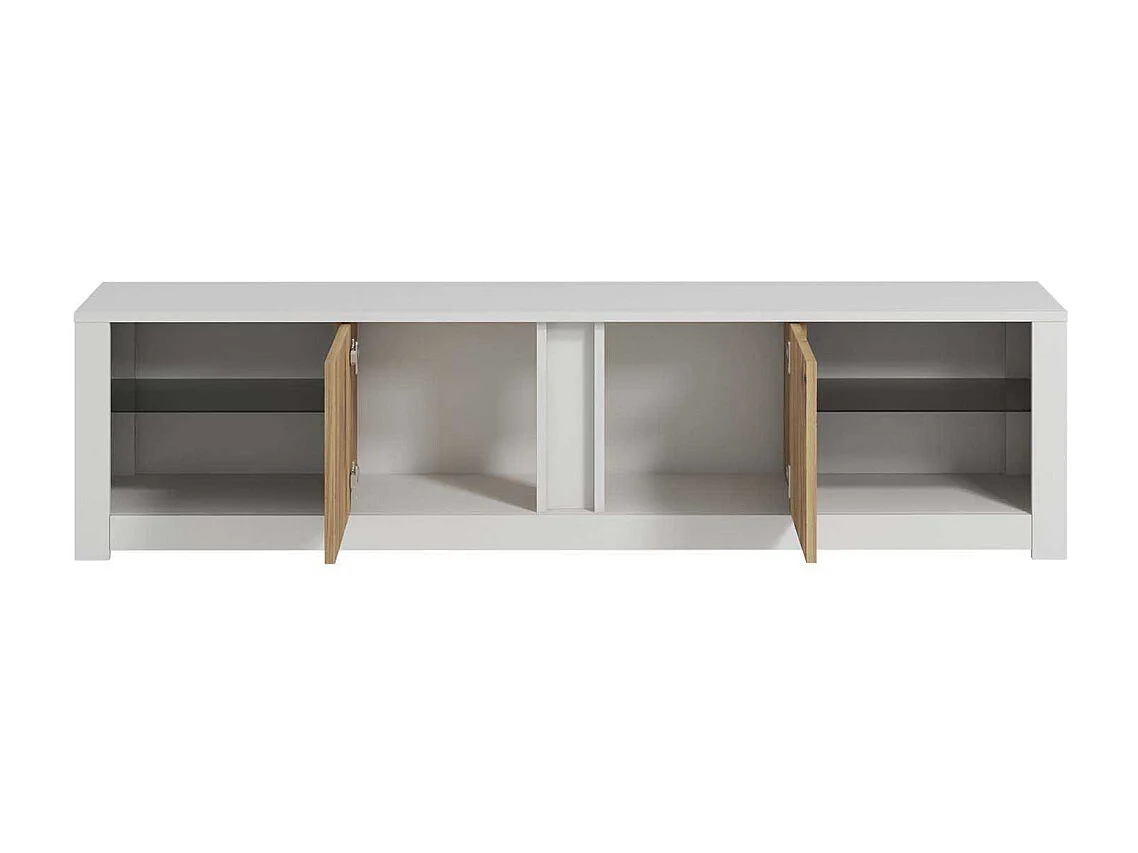 Mueble de TV – 180 cm x 45 cm x 35 cm – Blanco y Roble – Tablero de Partículas