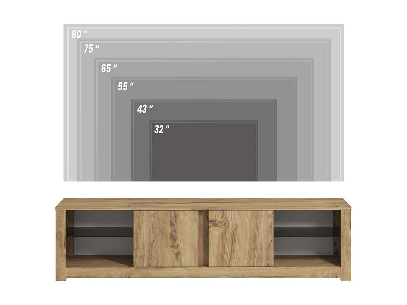 Móvel de TV – 180 cm x 45 cm x 35 cm – Carvalho – Painel de partículas