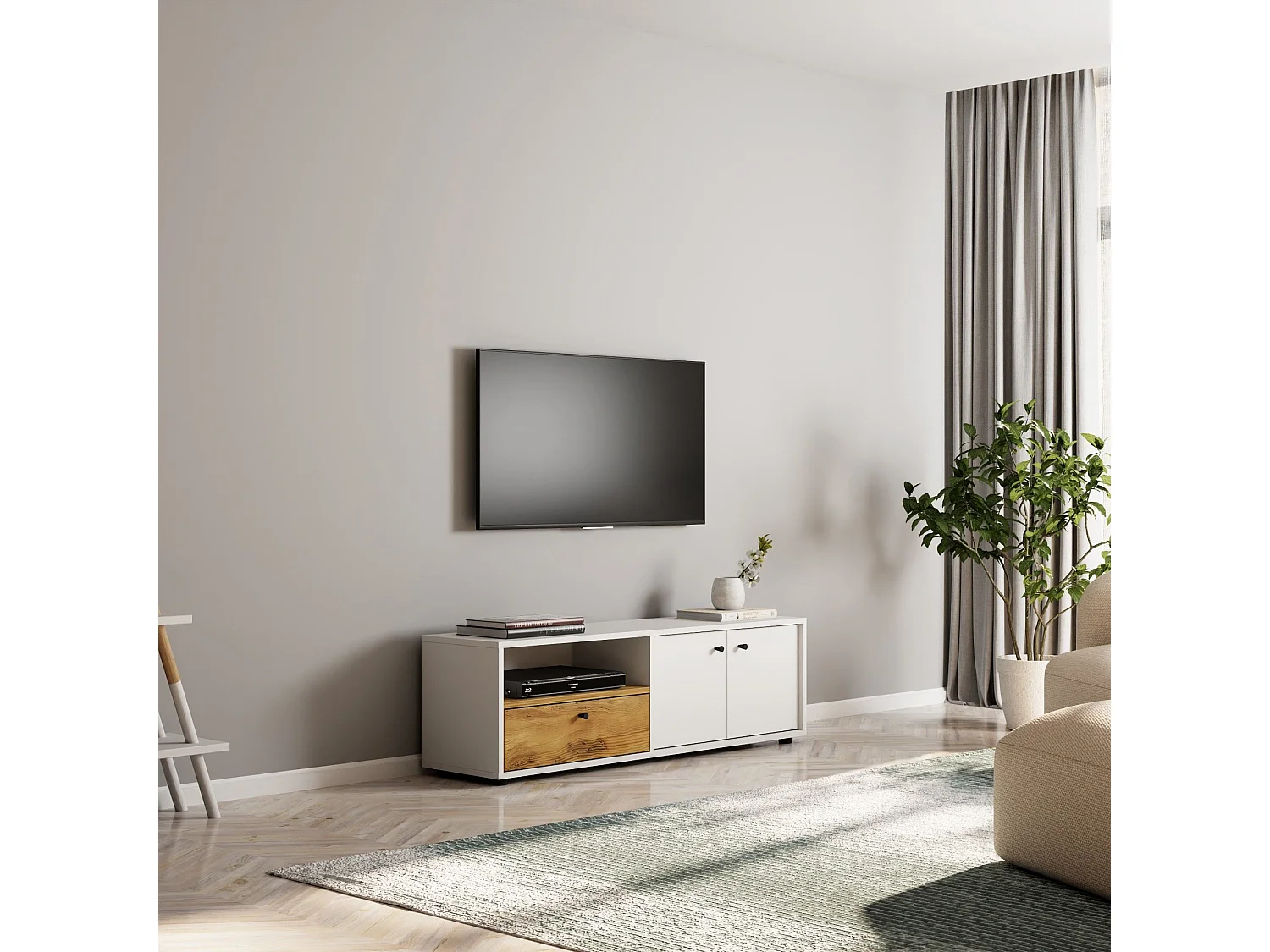 Meuble TV 3 portes en aggloméré Pao