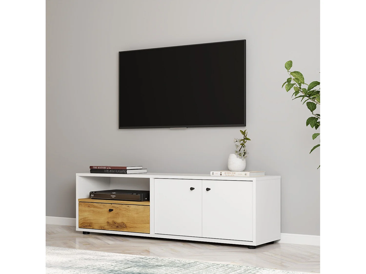 Meuble TV 3 portes en aggloméré Pao