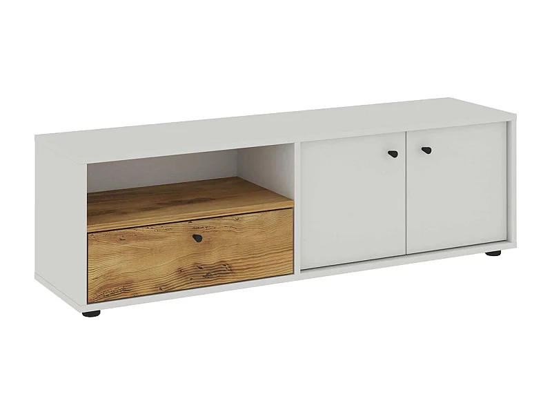 Móvel de TV – 136 cm x 42 cm x 35 cm – Branco e Carvalho – Painéis de Partículas