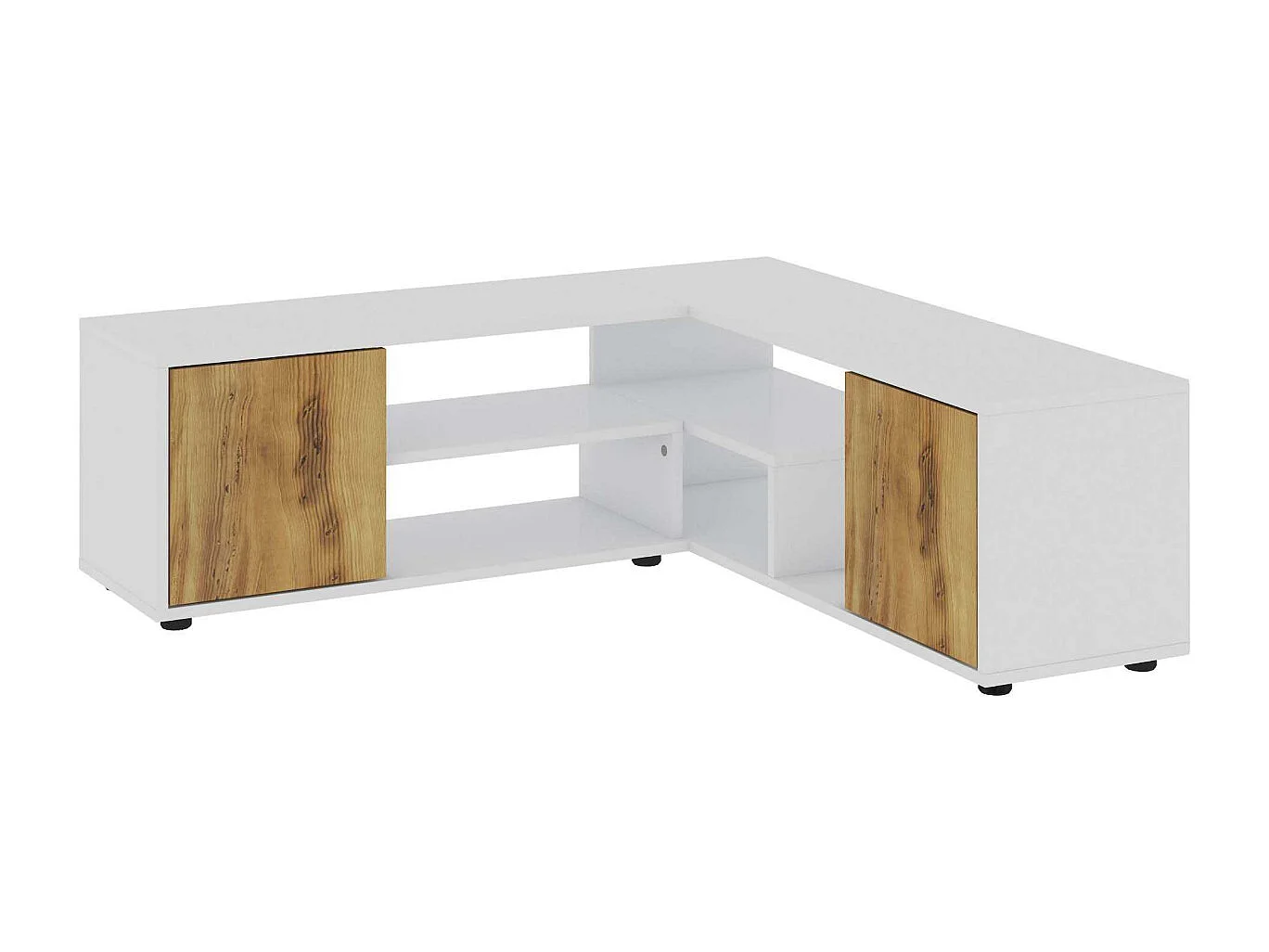 Móvel de TV – 120cm/125cm x 40cm x 35cm – Branco e Carvalho – MDF