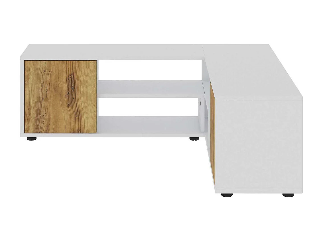 Móvel de TV – 120cm/125cm x 40cm x 35cm – Branco e Carvalho – MDF