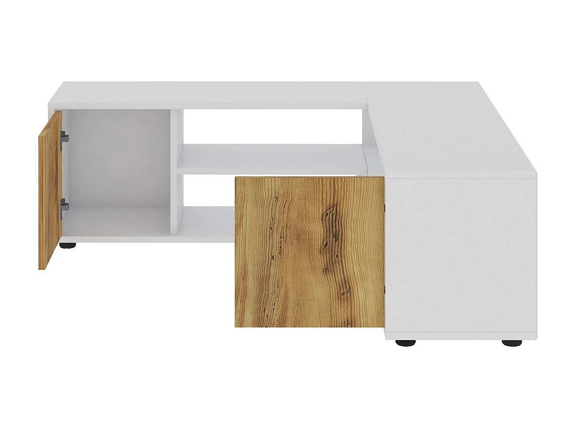 Móvel de TV – 120cm/125cm x 40cm x 35cm – Branco e Carvalho – MDF