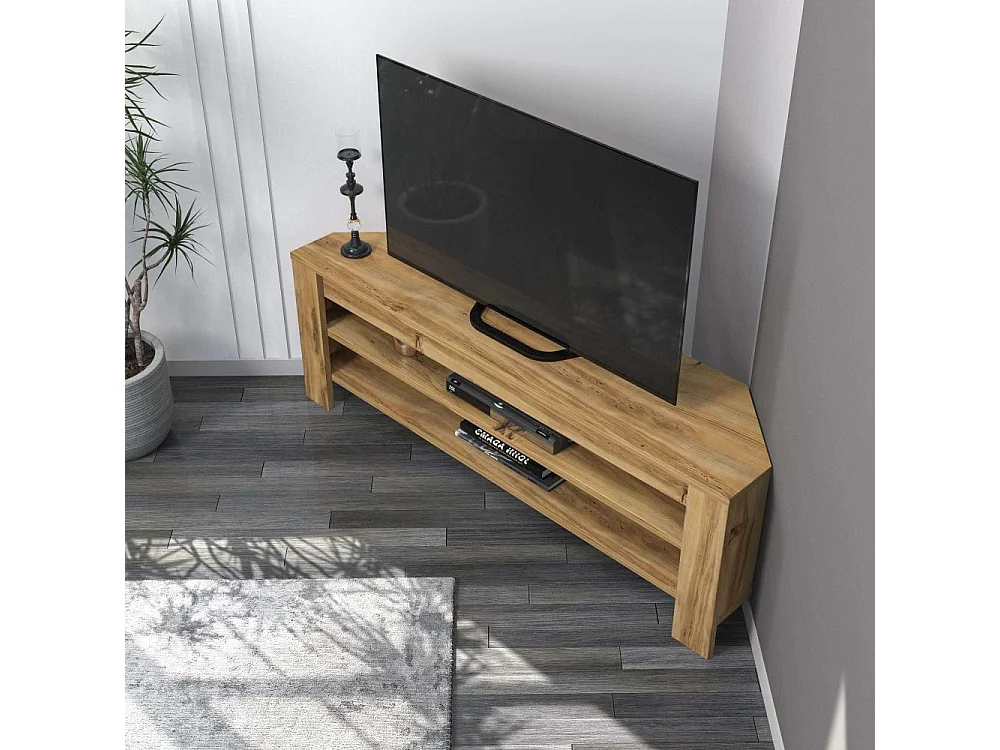 TV-Ständer – 120 cm x 40 cm x 30 cm – Eiche – Melaminbeschichtete Spanplatte