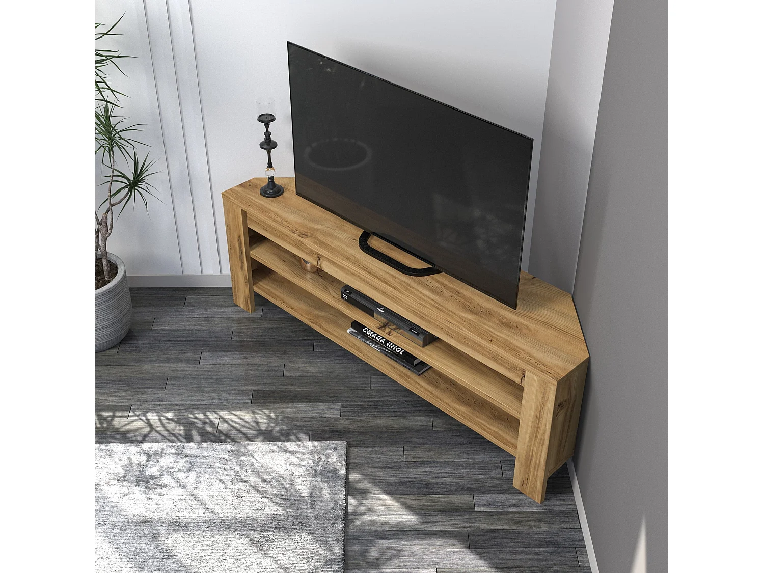 TV-Ständer – 120 cm x 40 cm x 30 cm – Eiche – Melaminbeschichtete Spanplatte