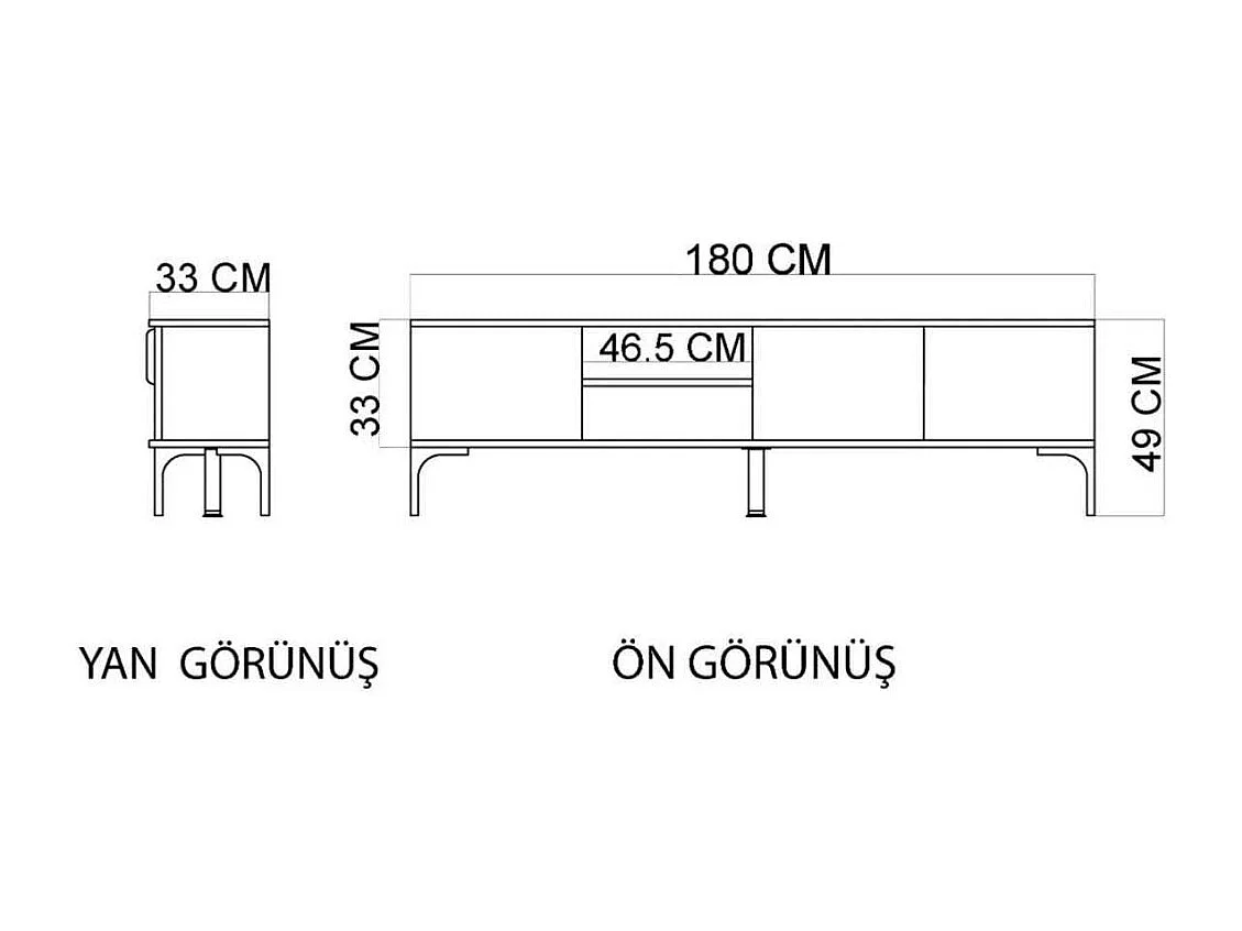 TV-Ständer – 180 cm x 49 cm x 33 cm – Anthrazit und Eiche – Spanplatte mit Melaminbeschichtung
