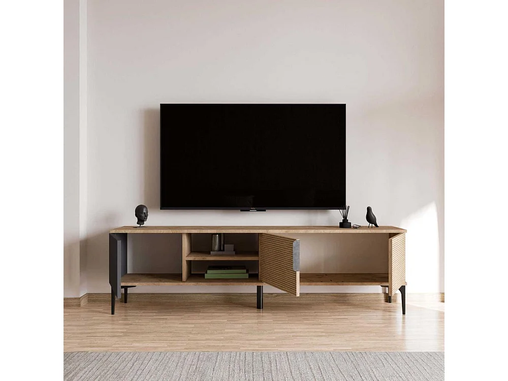 TV-Ständer – 180 cm x 49 cm x 33 cm – Anthrazit und Eiche – Spanplatte mit Melaminbeschichtung