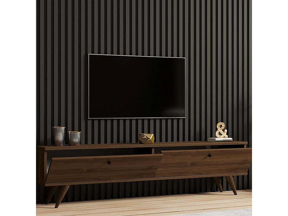 Móvel de TV em nogueira – 160 cm x 40 cm x 25 cm – material em painel de partículas revestido a melamina