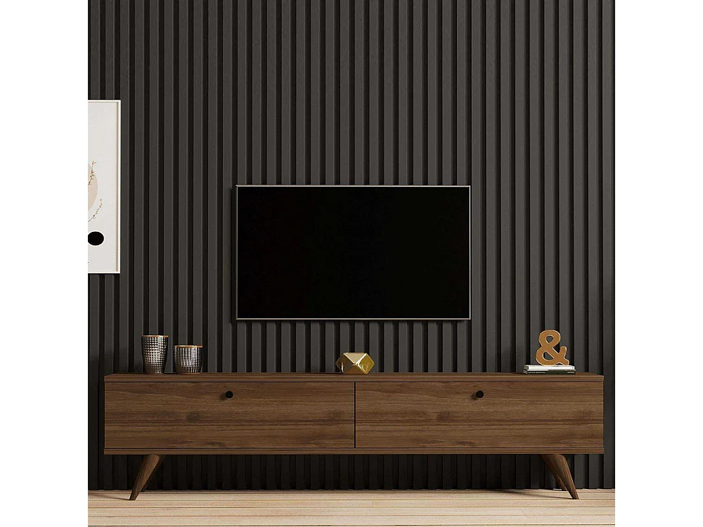 Móvel de TV em nogueira – 160 cm x 40 cm x 25 cm – material em painel de partículas revestido a melamina