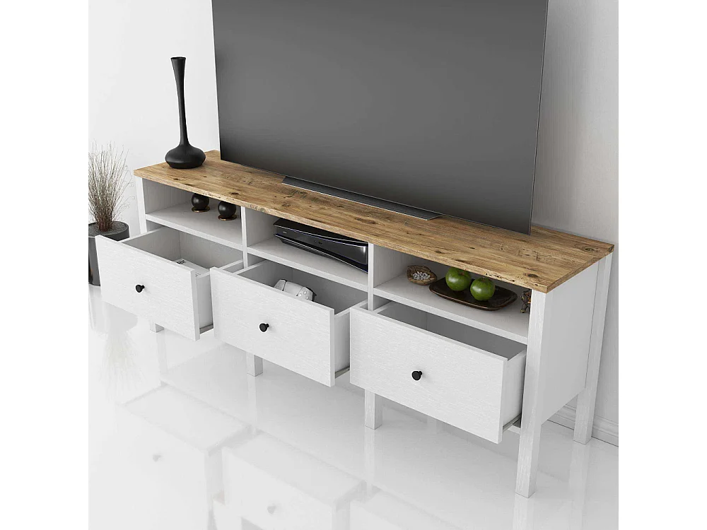 Meuble TV en agglomeré Bruno 3 portes