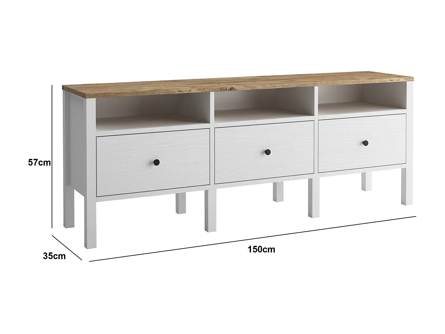 Meuble TV en agglomeré Bruno 3 portes