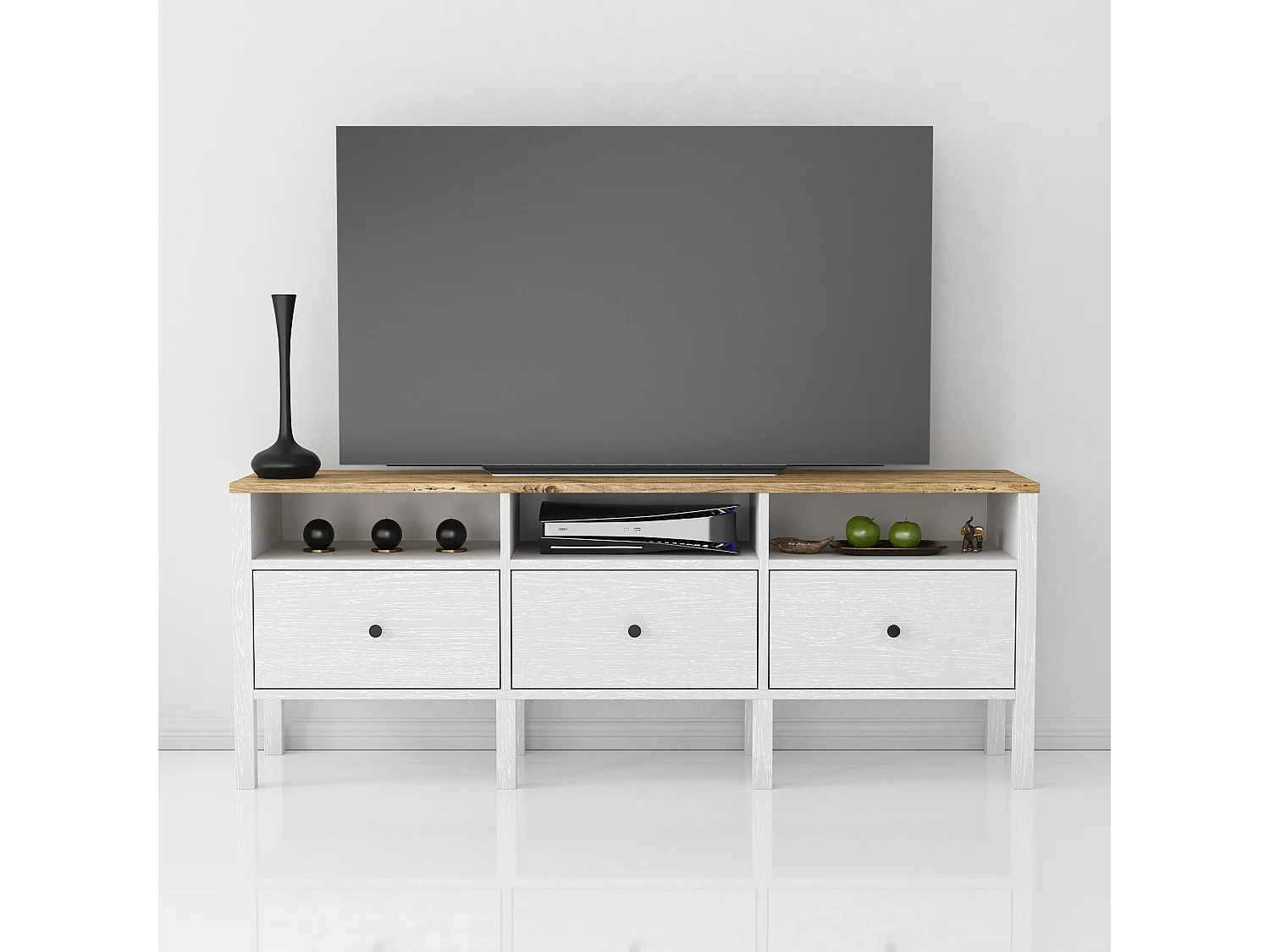 Meuble TV en agglomeré Bruno 3 portes