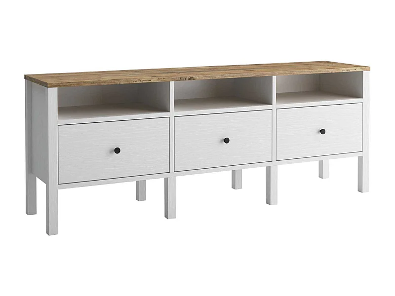 Móvel de TV – 150 cm x 57 cm x 35 cm – Branco e Madeira – MDF